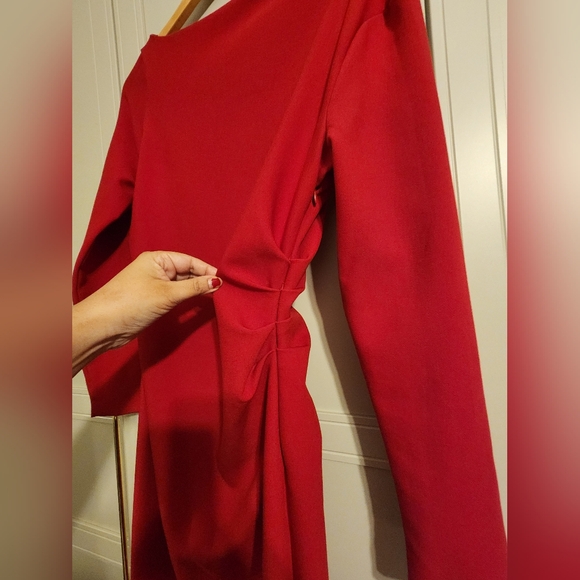 Zara Red Long Sleeve Midi Dress BNWT - Picture 9 of 9